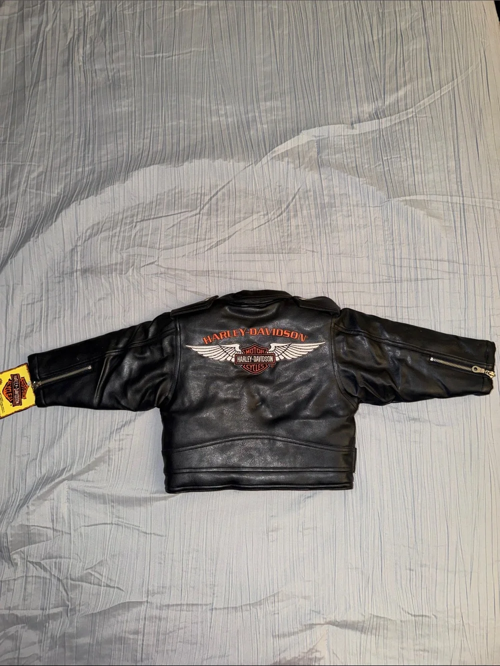 Harley-Davidson Black Kids Faux Leather Moto Jacket with Patch NWT